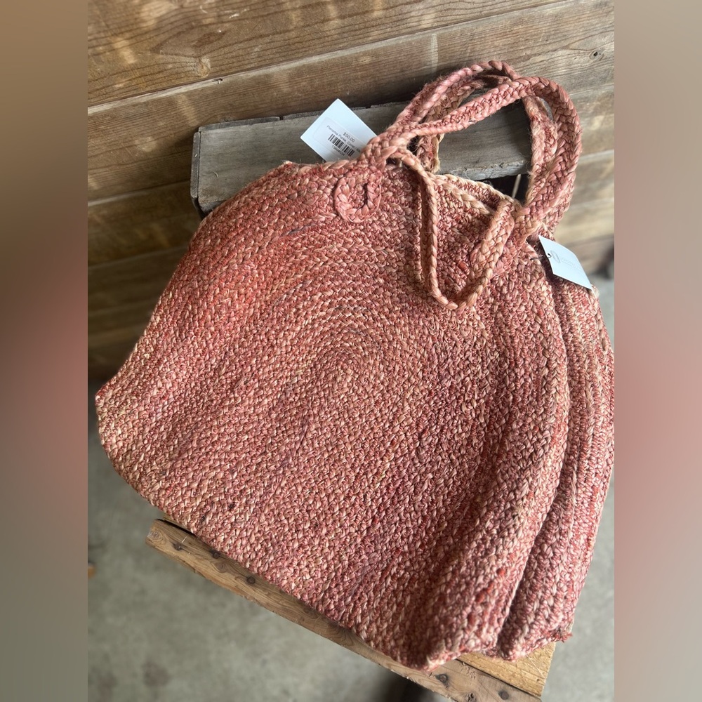 LAST ONE Origins Store Natural Jute Panama Purse Tote Market Everyday Bag - Picture 4 of 7